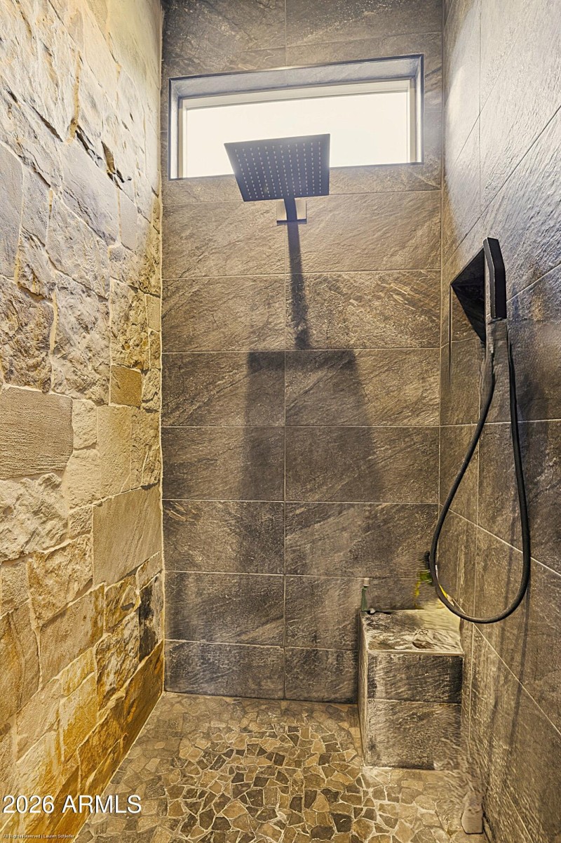 Stone walk in Shower