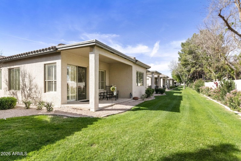 Back patio on green space