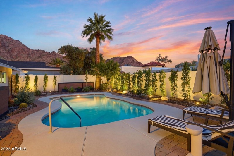 Backyard Pool Twilight