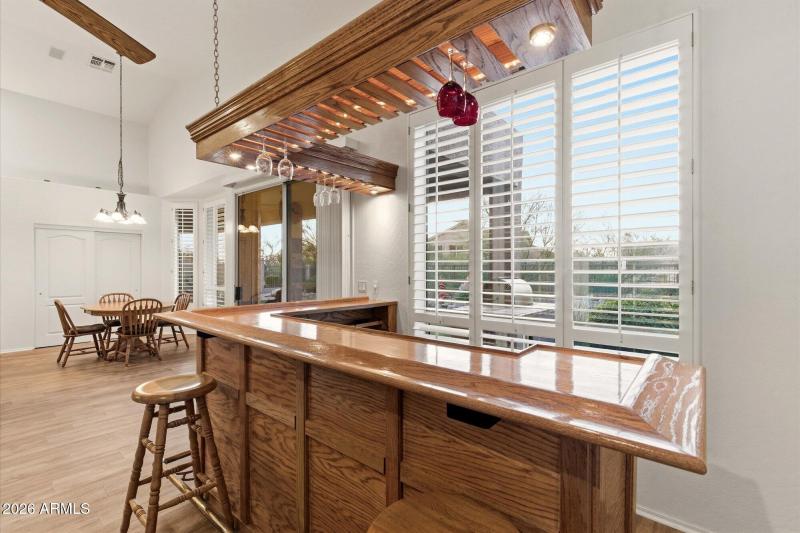 Custom Bar w Hanging Glass Rack
