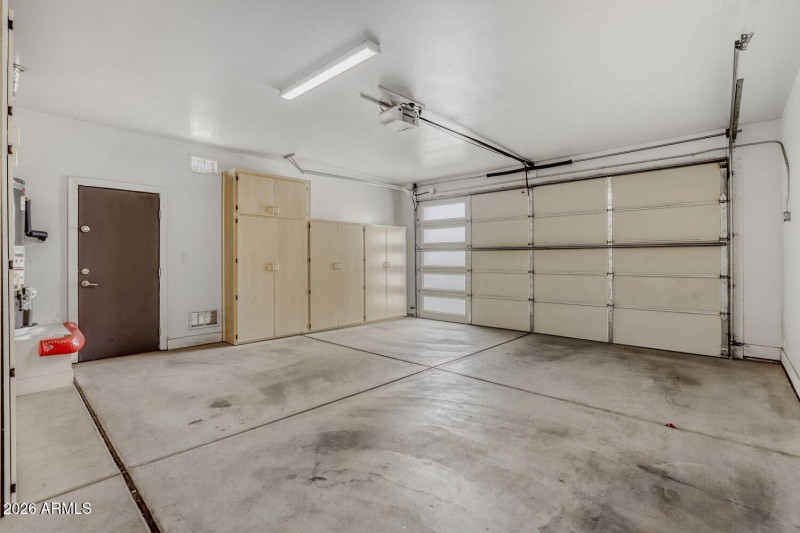 Garage with Storage Cabinets