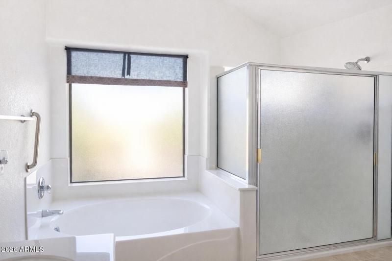 Bright and serene bathroom space