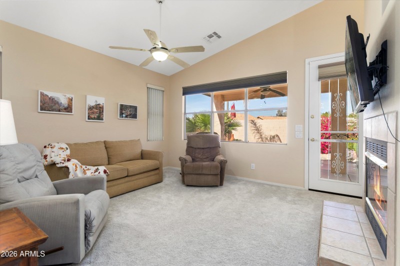 Living Room Accented with Gas Fireplace