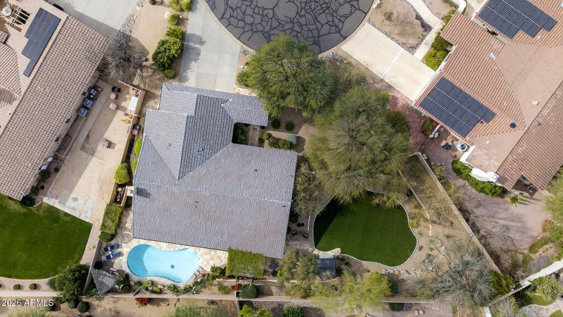 Aerial View – Backyard & Pool from Abo