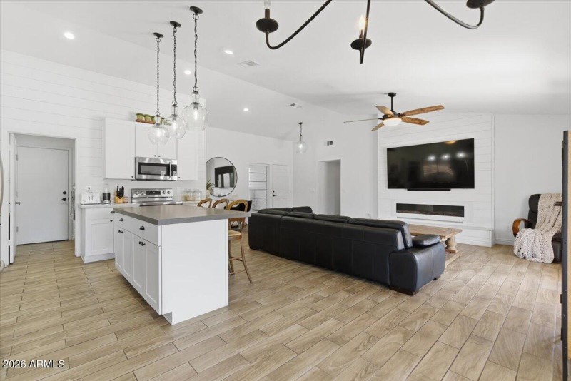 Bright Open Living & Kitchen Area