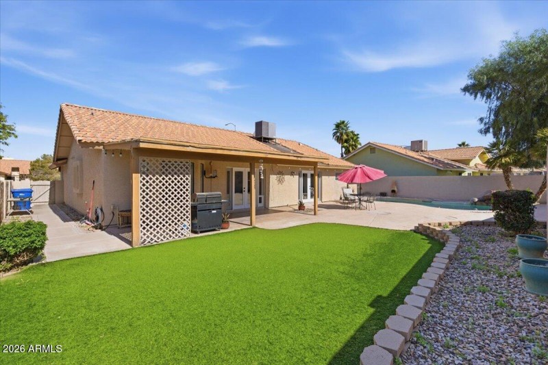 Backyard with Low-Maintenance Turf