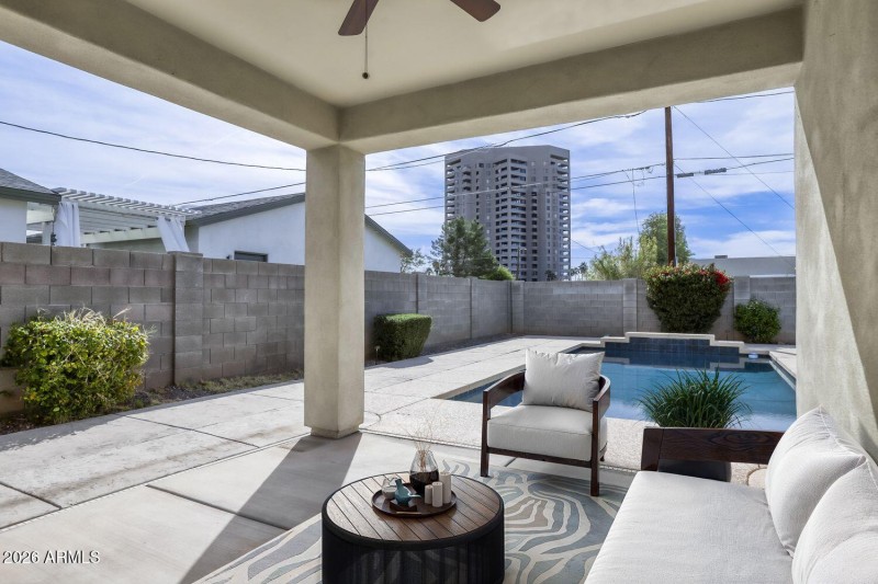 Virtually Staged Covered Backyard Patio