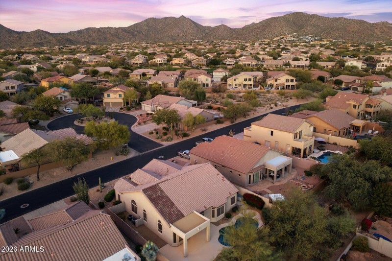 Aerial View w Mountain Backdrop