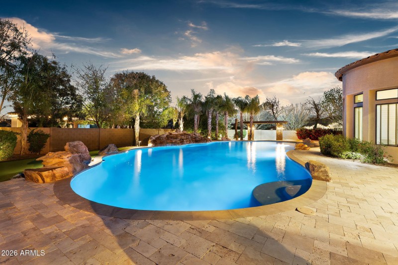 well lit backyard