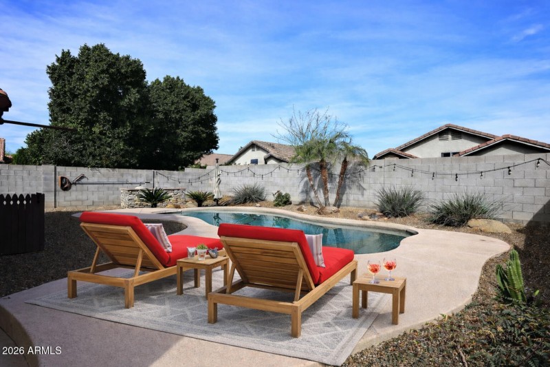 Virtual staging pool sitting area