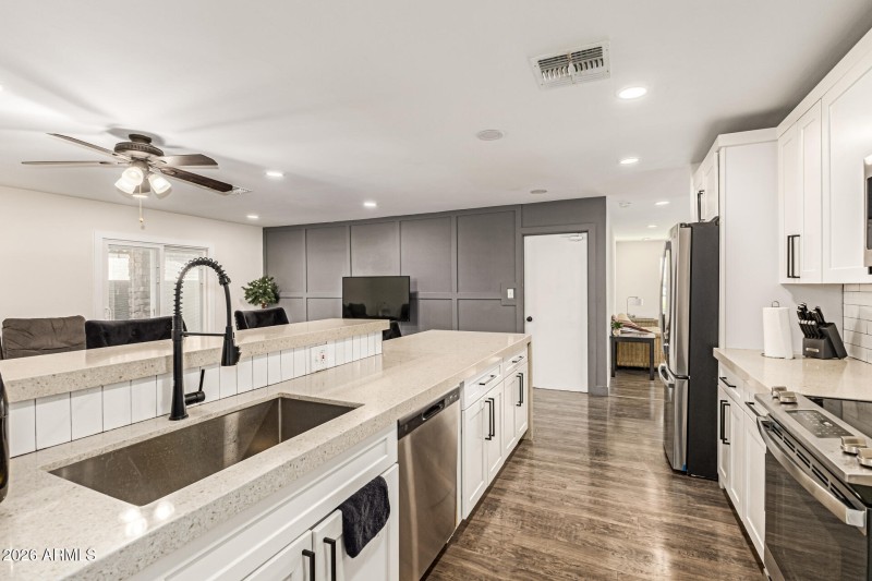 Kitchen with Quartz countertops