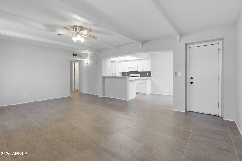 Living Room/Kitchen/Front Door View