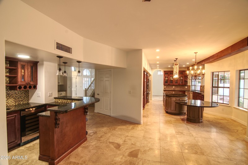 Family Room and Bar adjacent to Kitchen