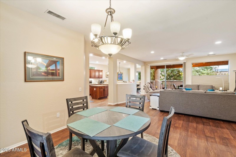 Open Dining Area w Modern Lighting