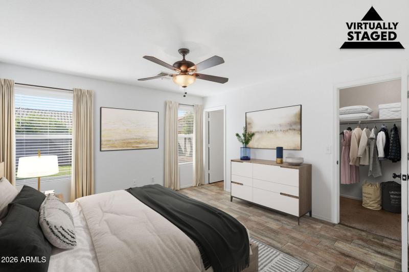 Primary bedroom and closet