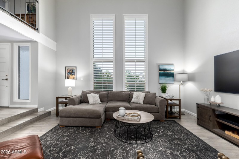 Living Room w/ Tall Windows to Front