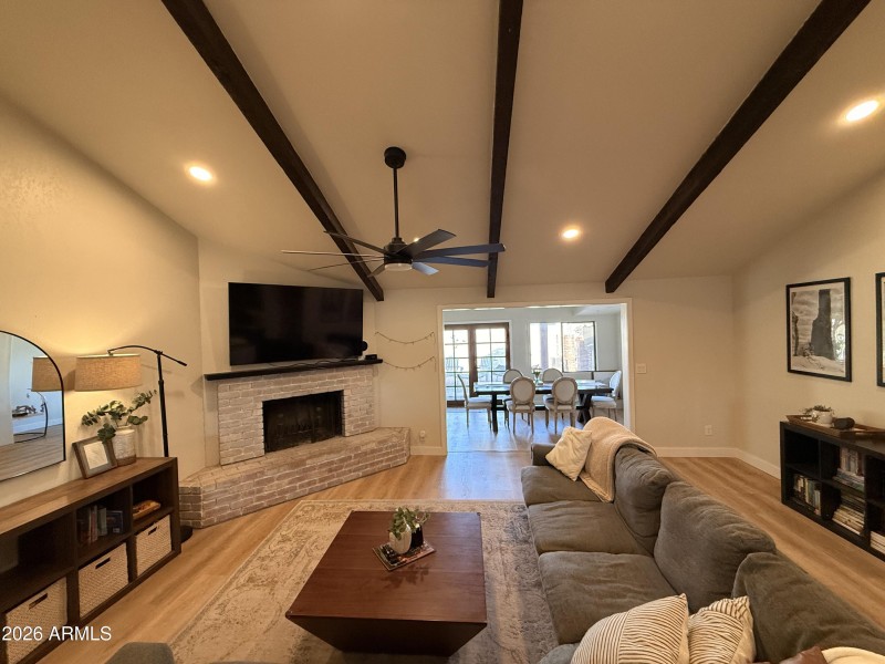 Living room with view of the dining room