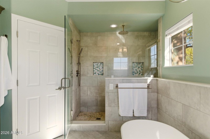 Enclosed tiled shower