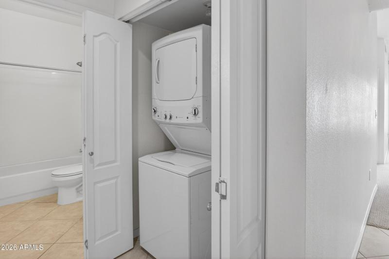 Stacked Washer Dryer and closet