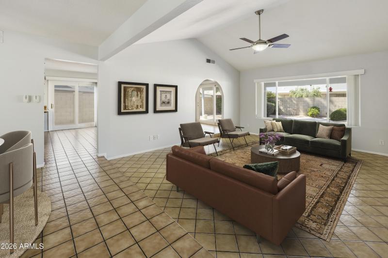 Living room virtually staged