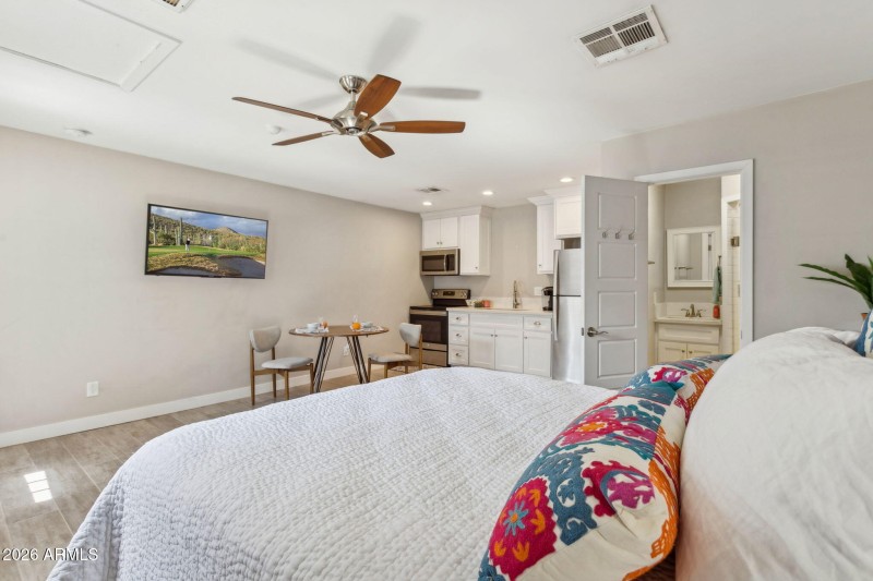 View from bedroom area of guest house