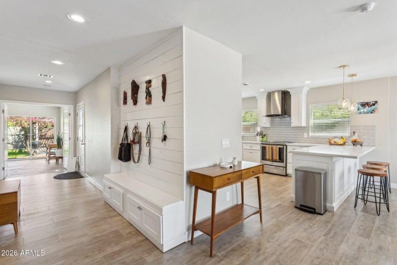Shiplap mud-room style storage