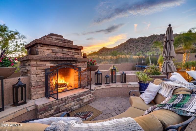 Beautiful outdoor fireplace