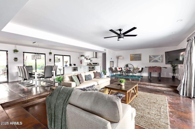 Bright Open Concept living roomkitchen