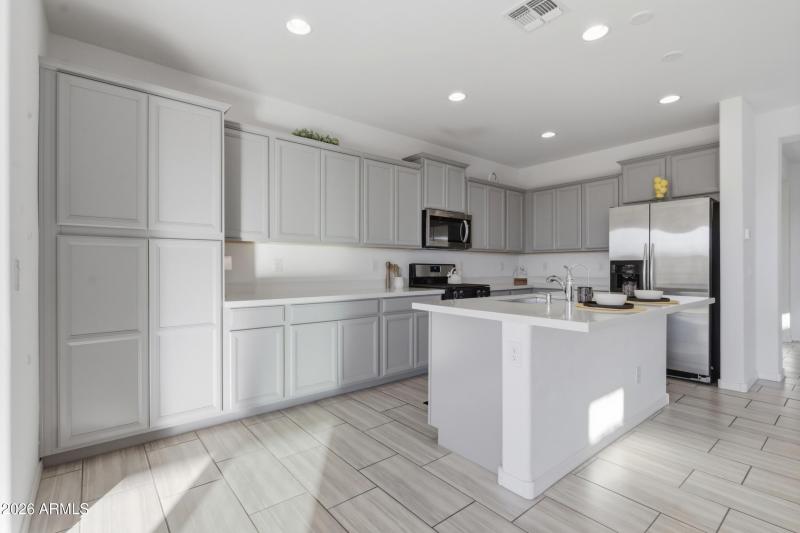 neutral gray soft-close cabinets