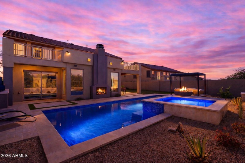 Pool and spa at night