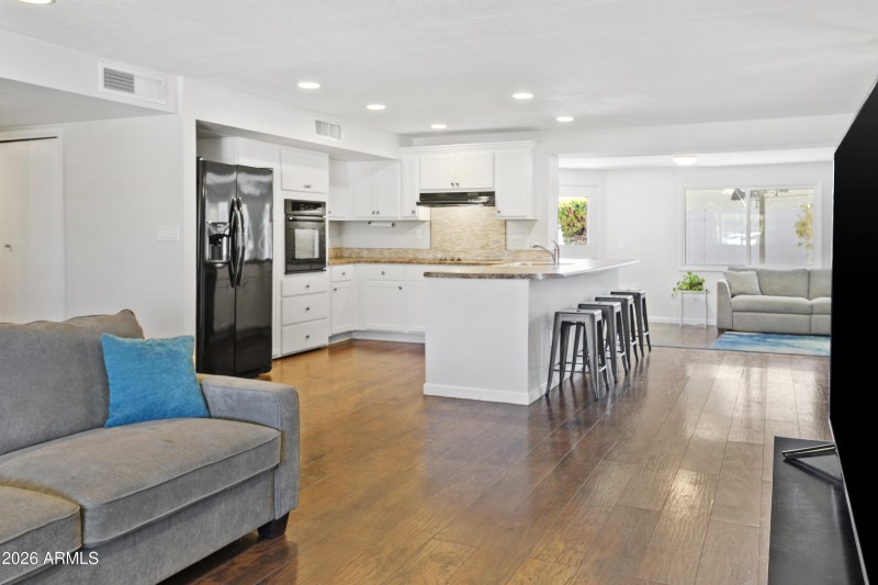 Living Area into Kitchen