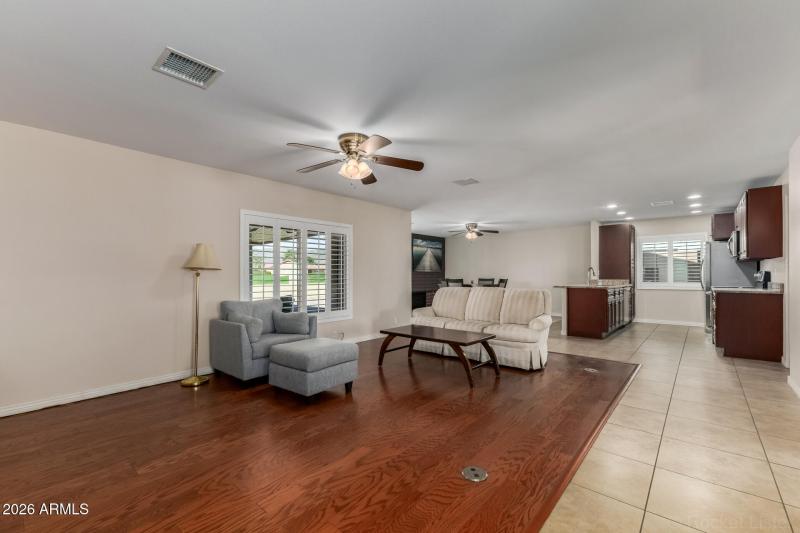 living room open to kitchen