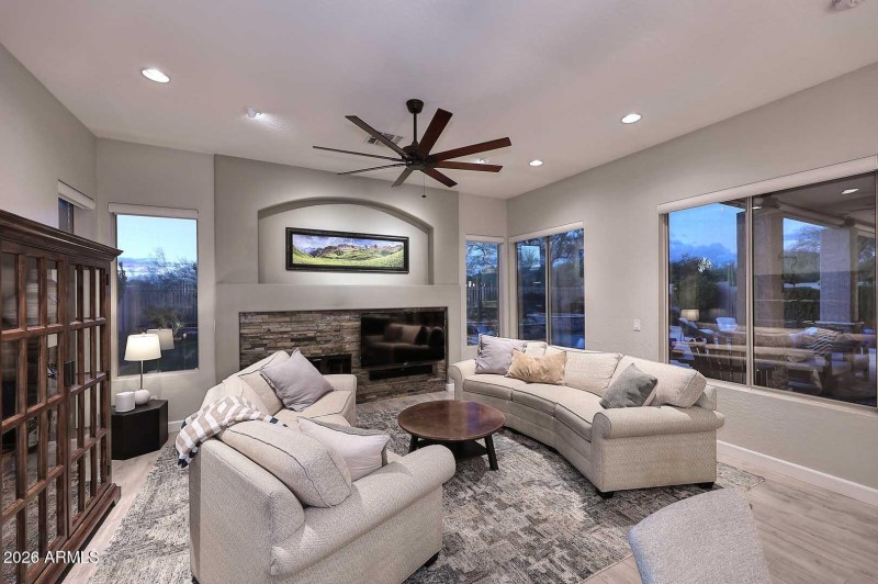 Automated roller shades throughout