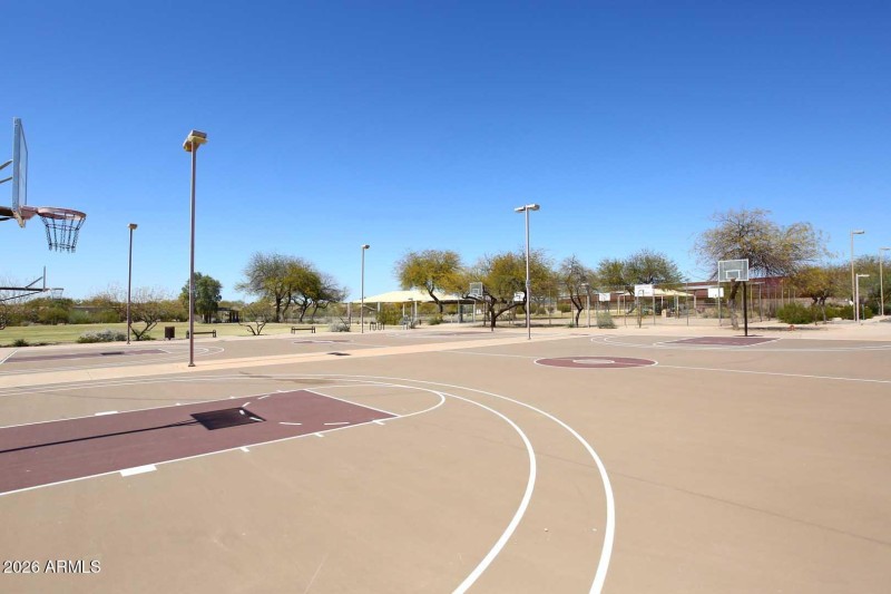 Lighted basketball courts
