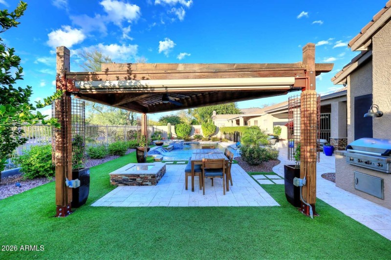 Automated shades on pergola