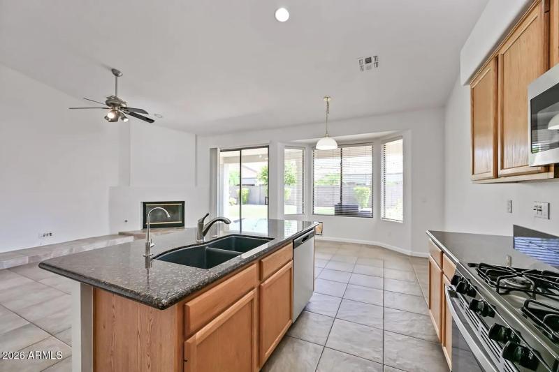 Kitchen and family room