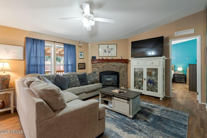 Living Room with Vaulted Ceiling