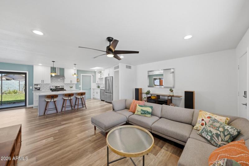 Family room into kitchen