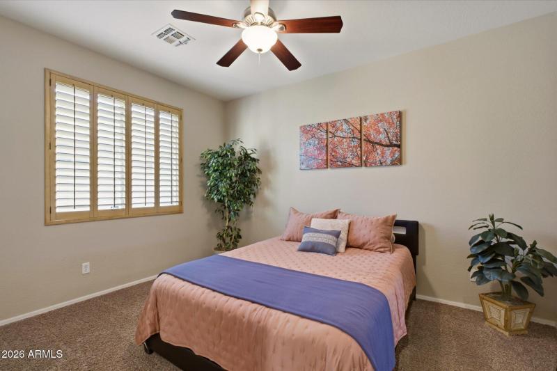 Bedroom with plantation shutters