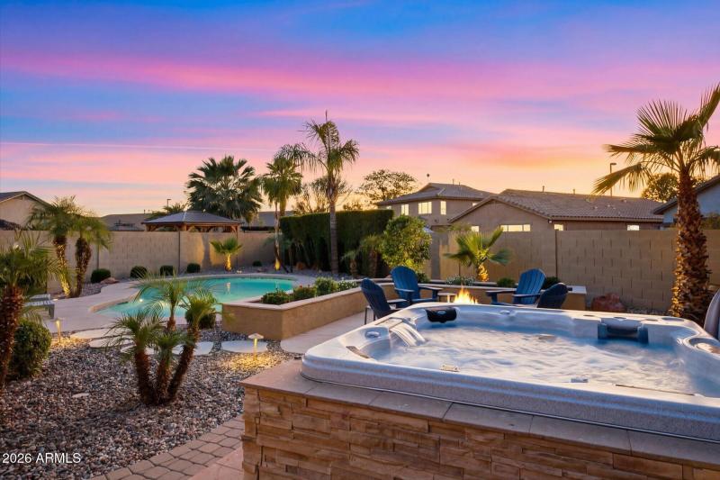 Spa with backyard view