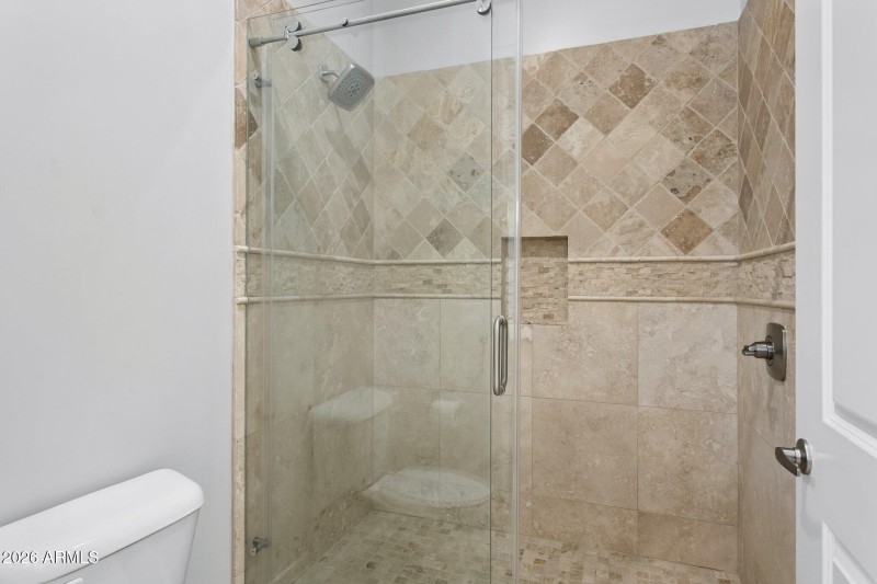 Travertine Tile Walk-in Shower