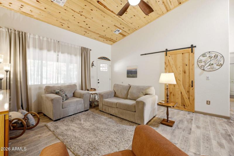 Wood barn door to garage