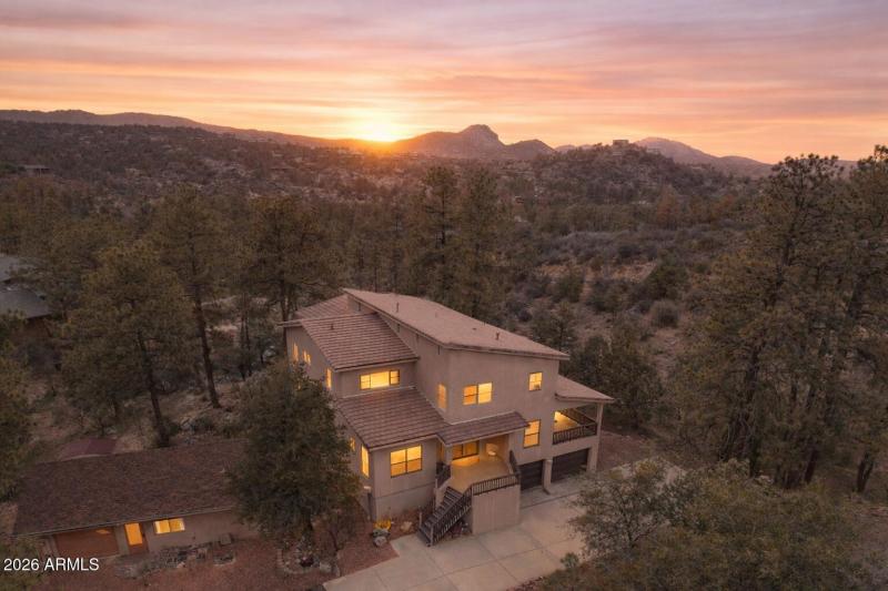 Sunset over a mountain retreat