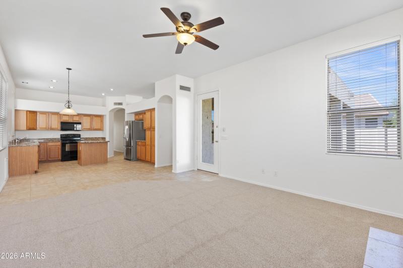 Family room and kitchen