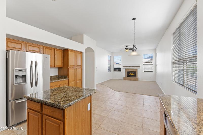 Kitchen and family room