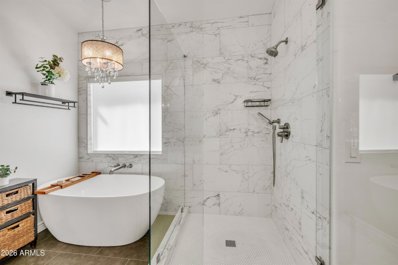 Primary Shower and Bathtub