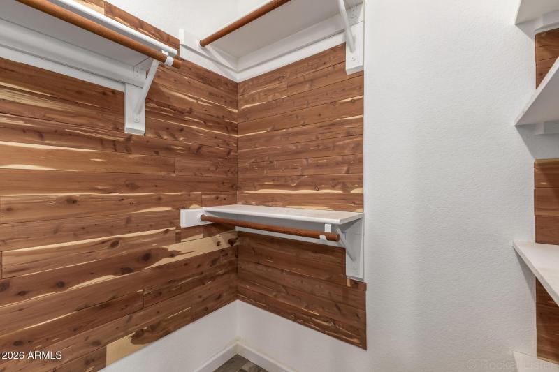 Cedar plank walk-in closet