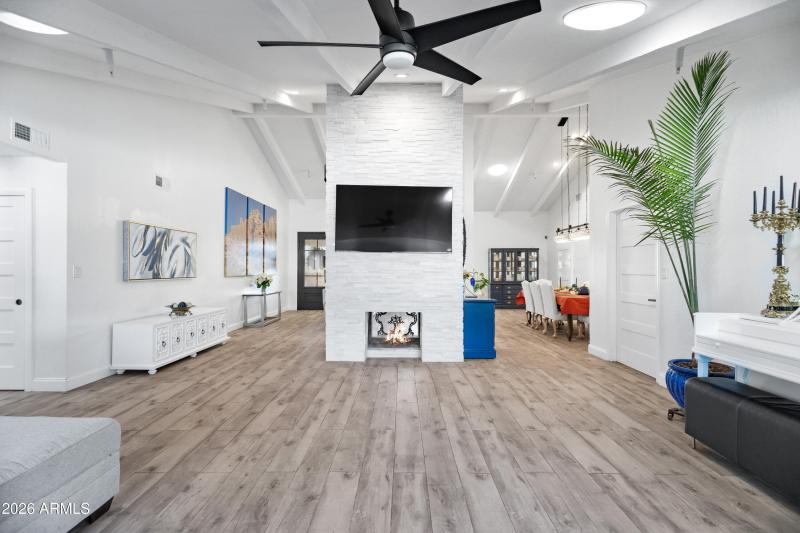 Family room with fireplace