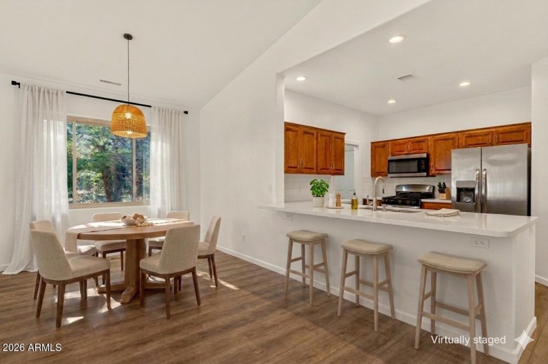 Dining area and breakfast bar