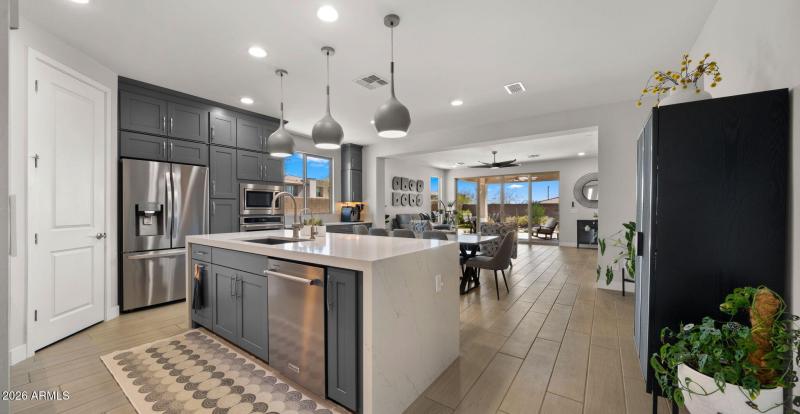 Open Kitchen to Dining and Living Room